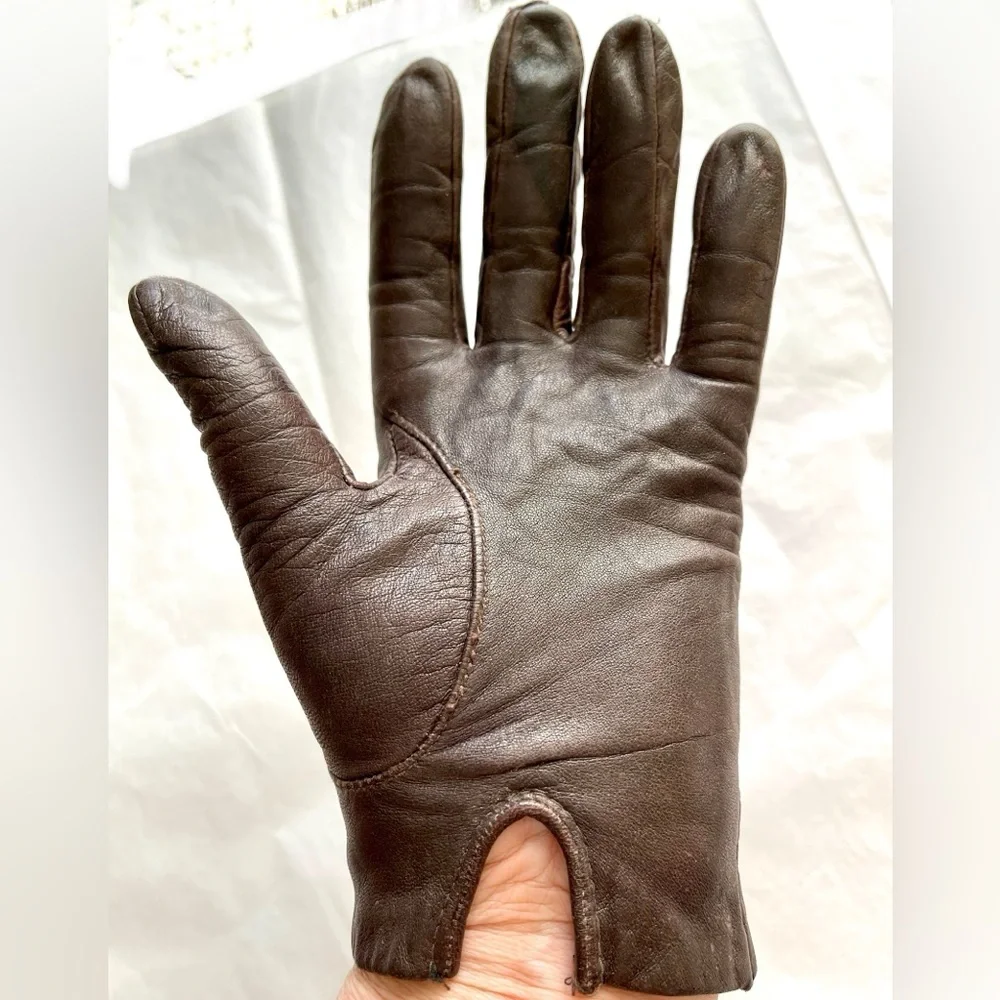 Real Leather Lined Gloves Medium